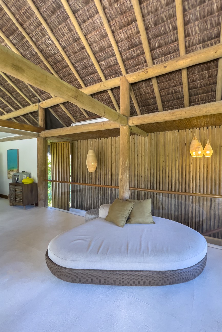 Quarto com cama redonda na Casa Tortuga